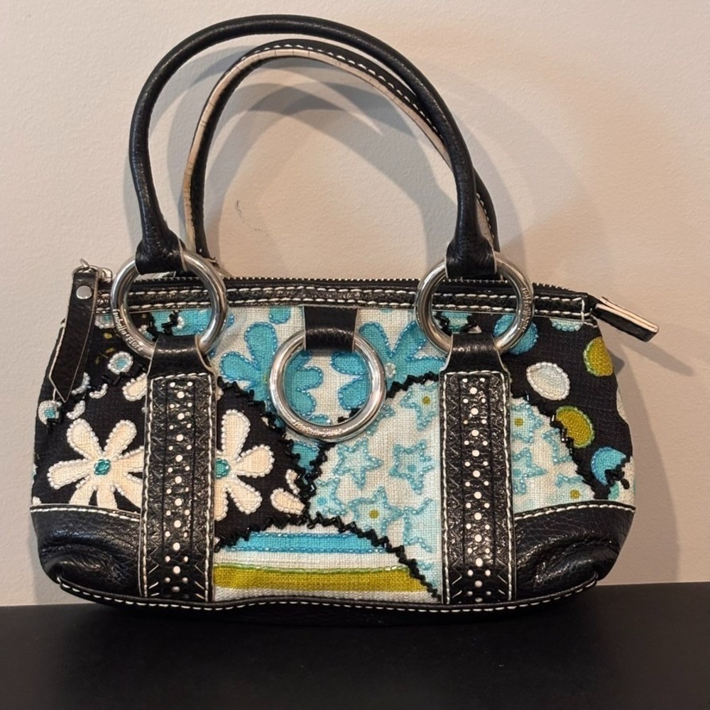 Rare Isabella Fiore Blue Beaded Floral Embroidered Y2K Handbag Fairy Boho Retro